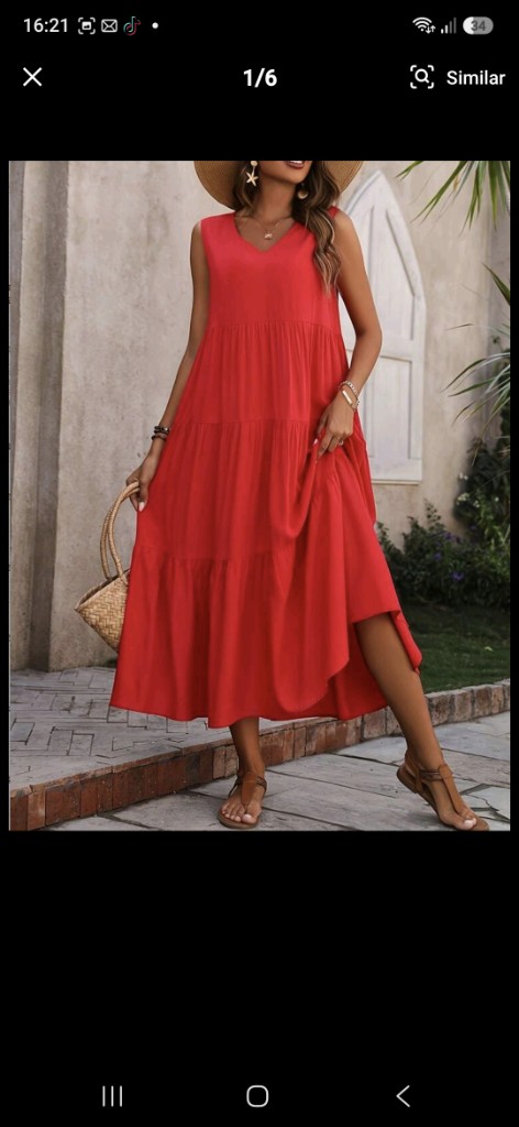 Vestido largo rojo sin mangas