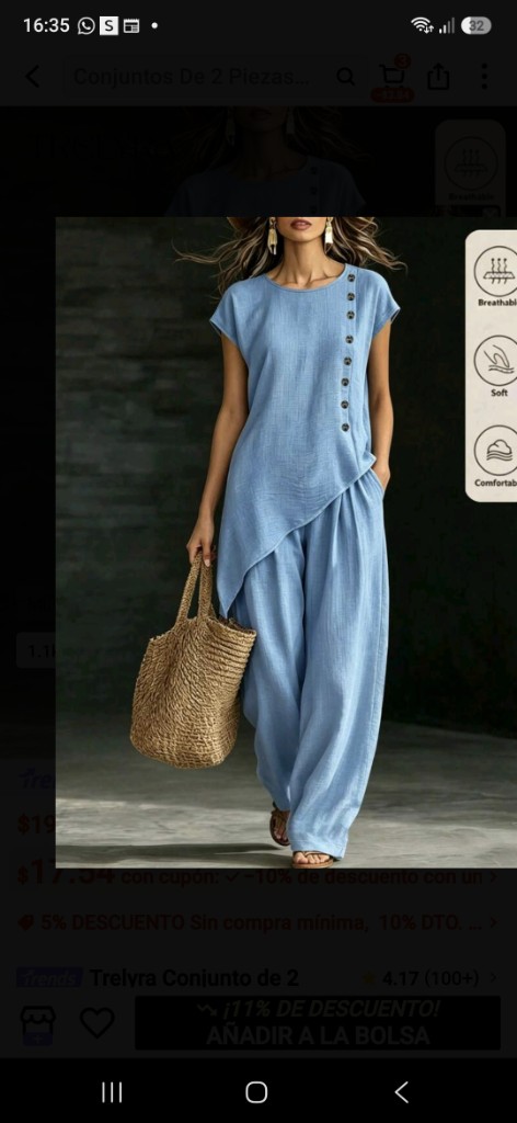 Conjunto mujer 2 piezas azul claro