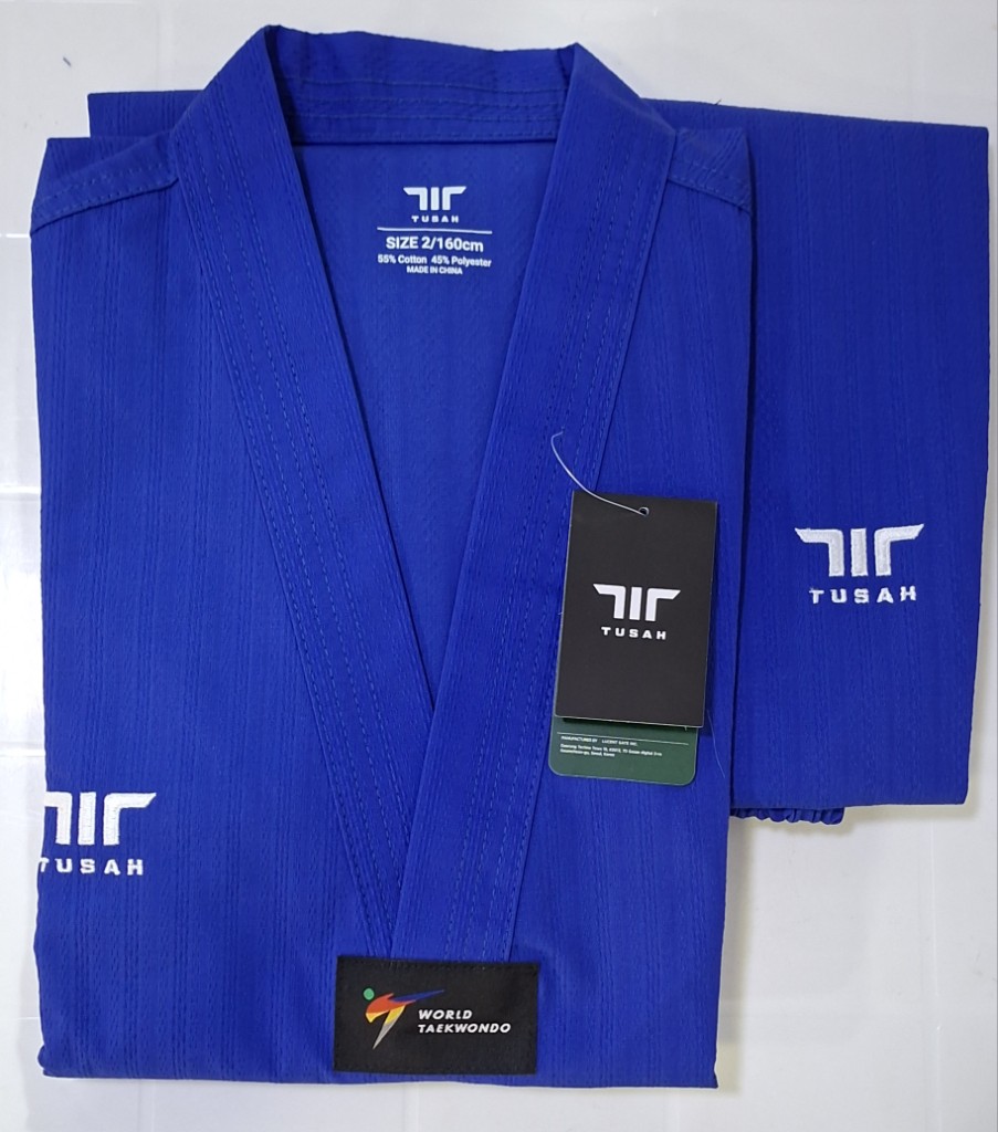 Uniforme de taekwondo Tusah azul intenso.