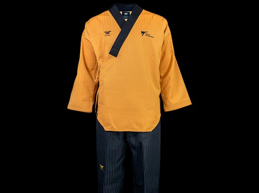 Uniforme taekwondo dorado con negro