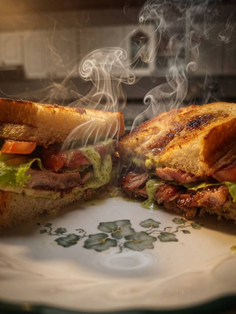 Sandwich de carne con pan tostado