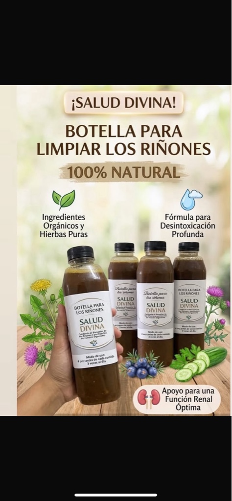 Botella para limpiar los riñones Salud Divina