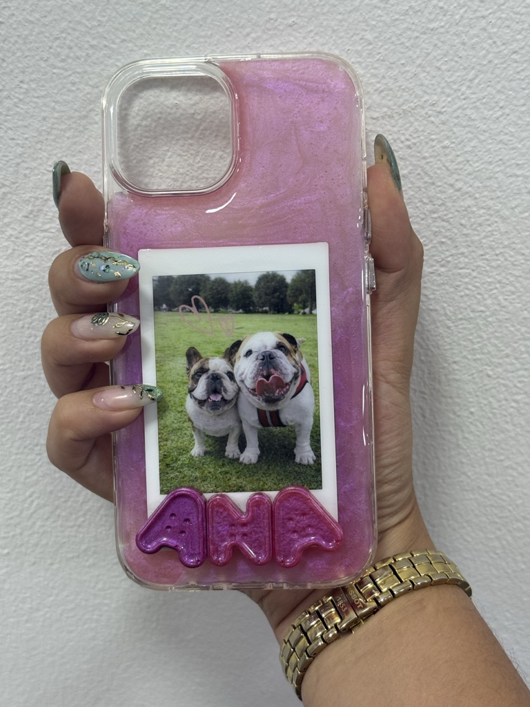 Case personalizado con foto+letras relieve+ resina