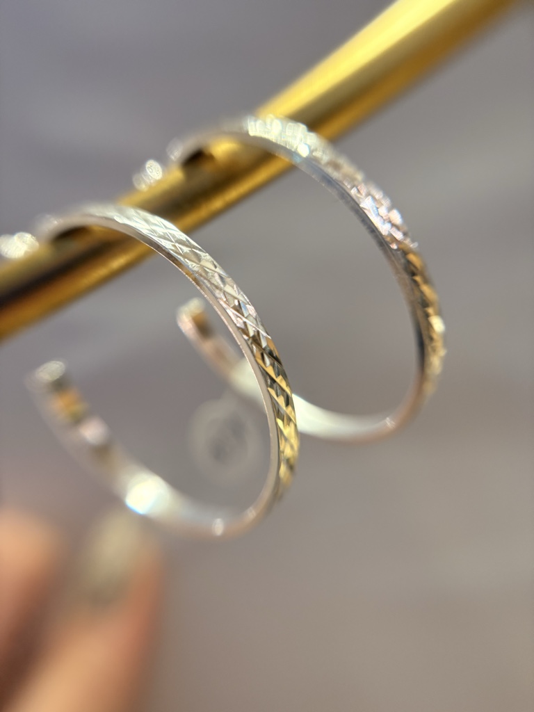 Aretes argolla texturizados plata 925