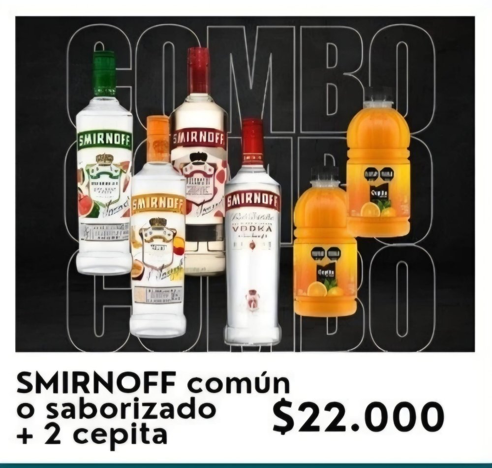 Smirnoff comun o saborizado + 2 cepita