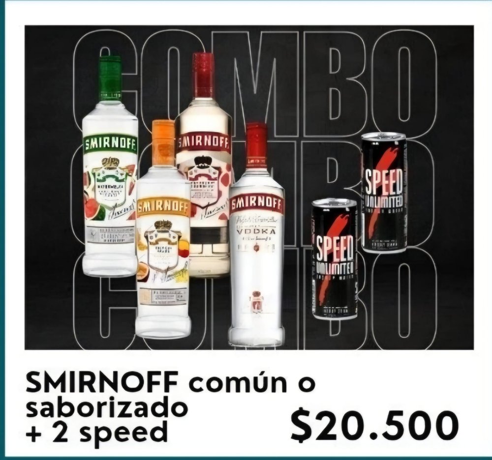 Smirnoff comun o saborizado + 2 speed