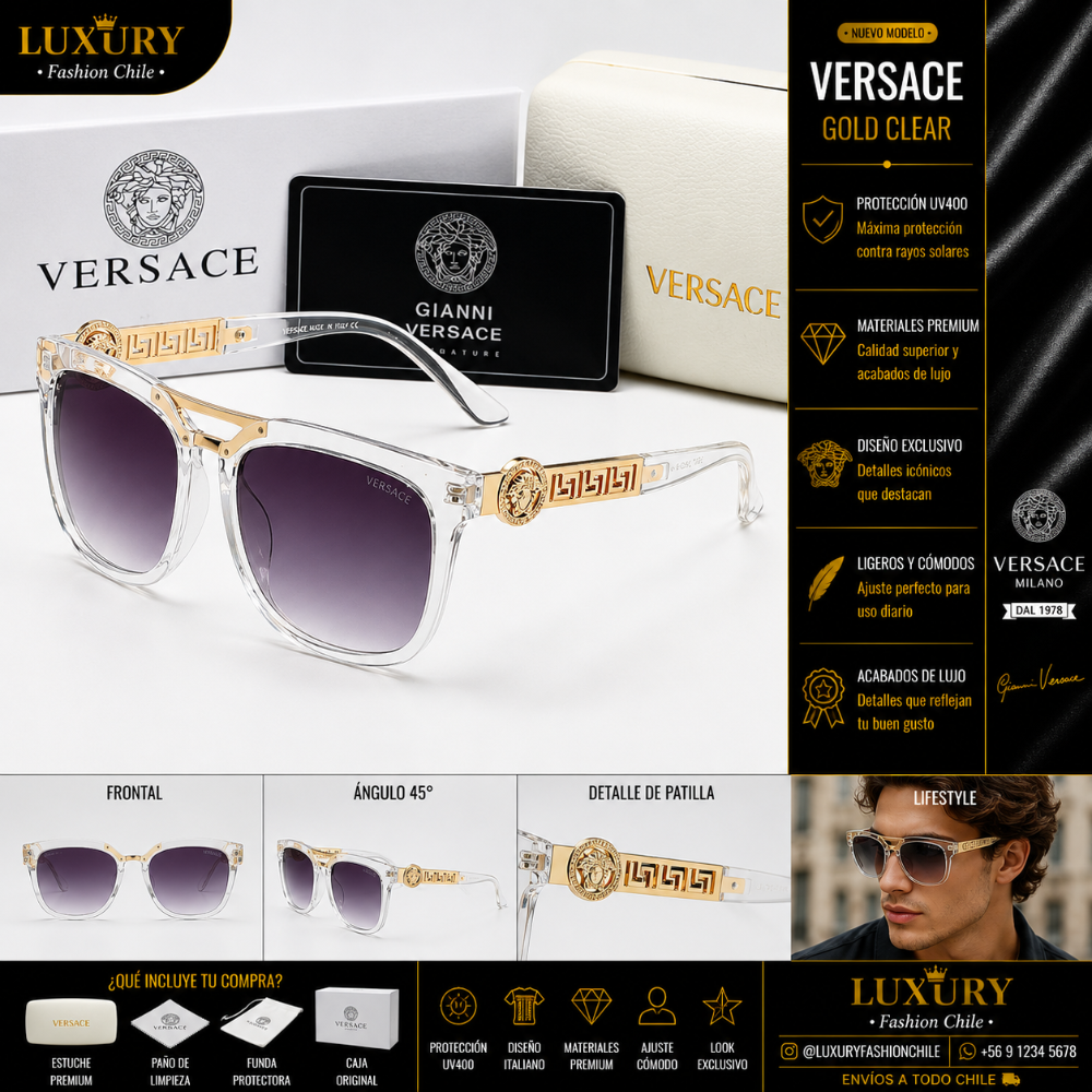 Lentes de Sol Versace Gold Clear