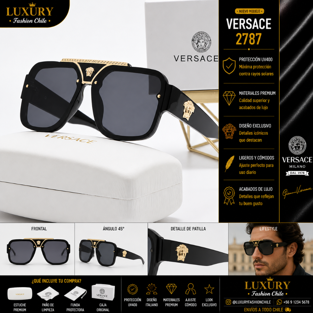 Lentes de Sol Versace 2787 Black & Gold