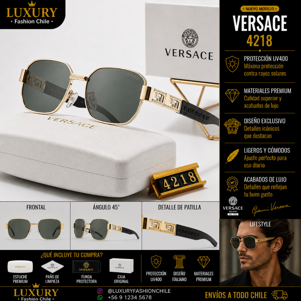 Lentes de Sol Versace 4218 Dorado & Negro