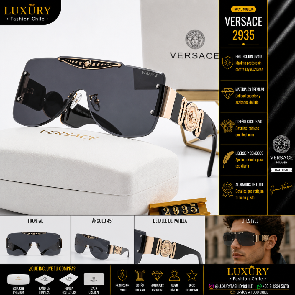 Lentes de Sol Versace 2935 Black Medusa