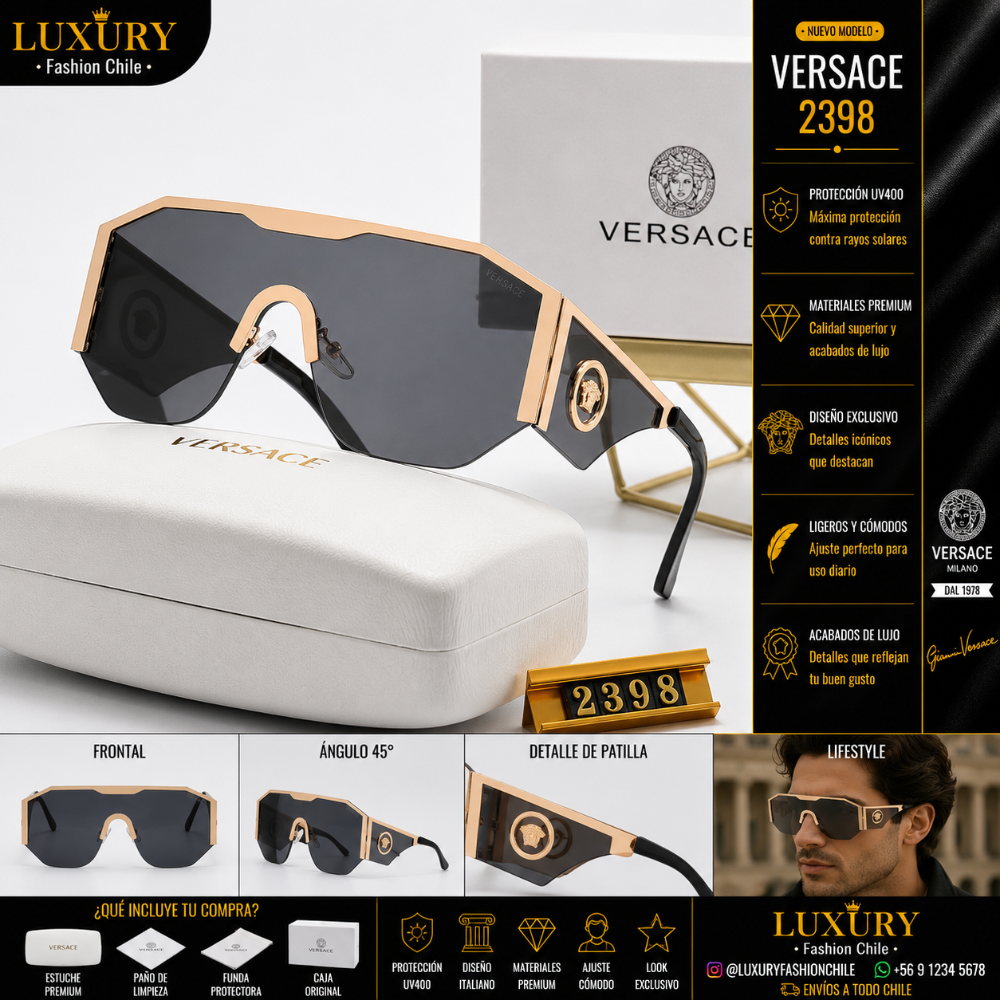 Lentes de Sol Versace 23981 Black & Gold