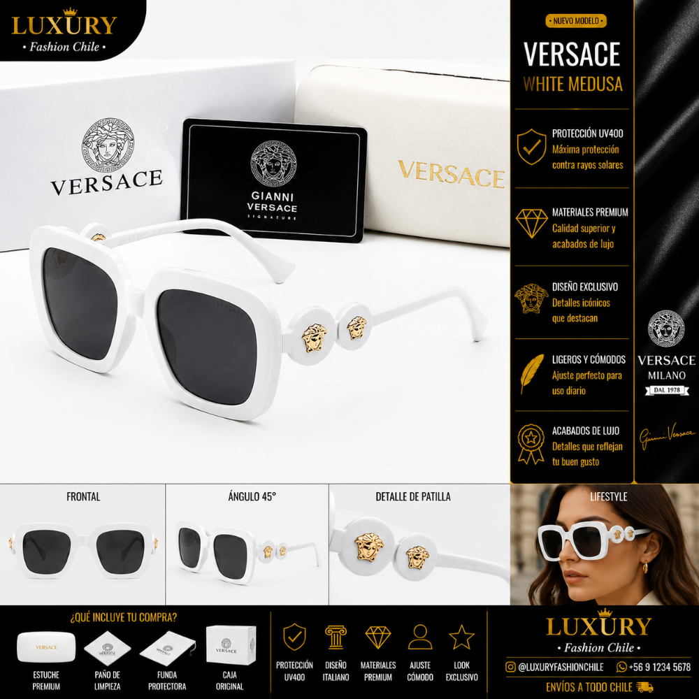 Lentes de Sol Versace White Medusa