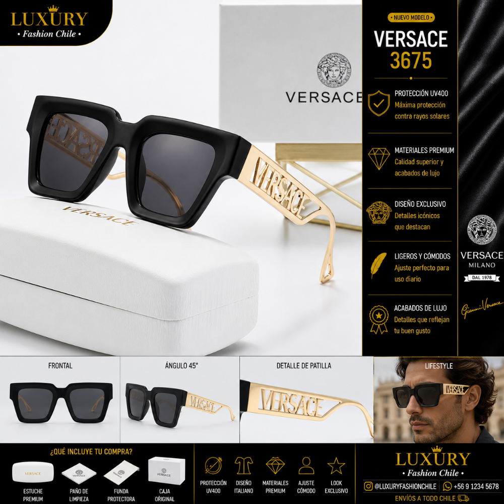 Lentes de Sol Versace 3675 Black & Gold