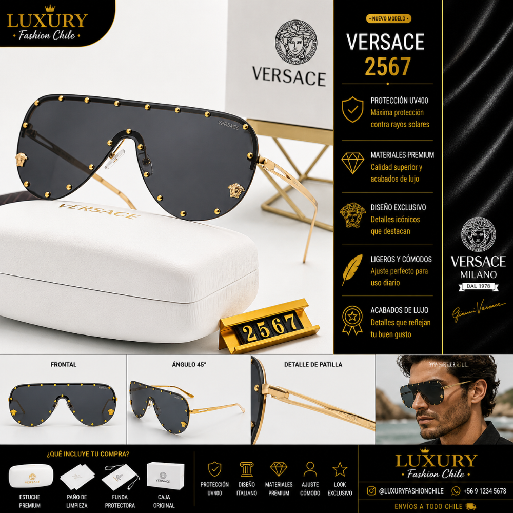 Lentes de Sol Versace 2567 Black & Gold