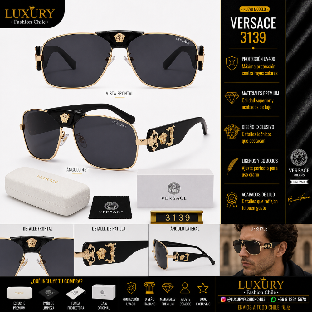 Lentes de Sol Versace 31391 Black & Gold