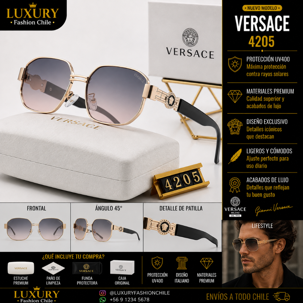 Lentes de Sol Versace 4205 Dorado & Negro