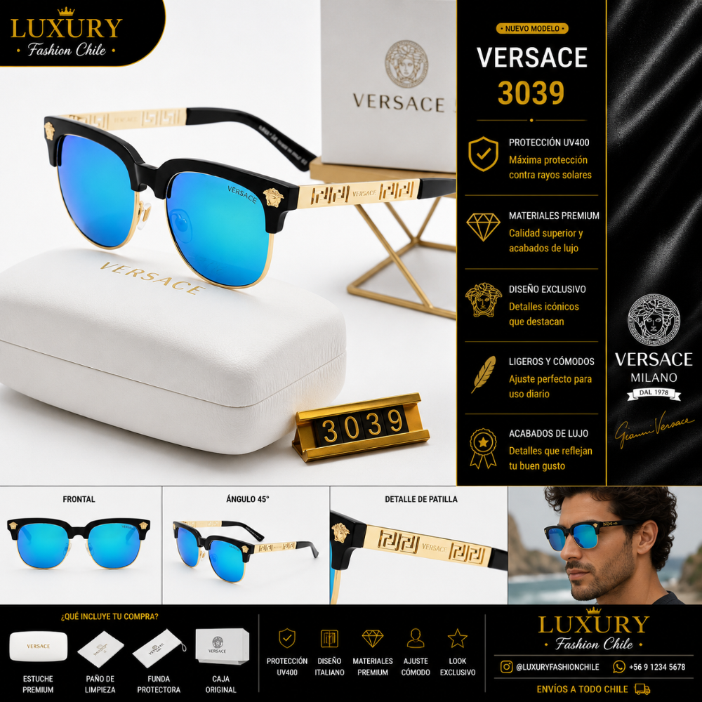 Lentes de Sol Versace 3039 Black & Blue