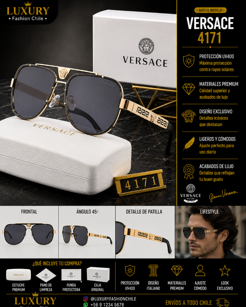 Lentes de Sol Versace 41711 Black & Gold