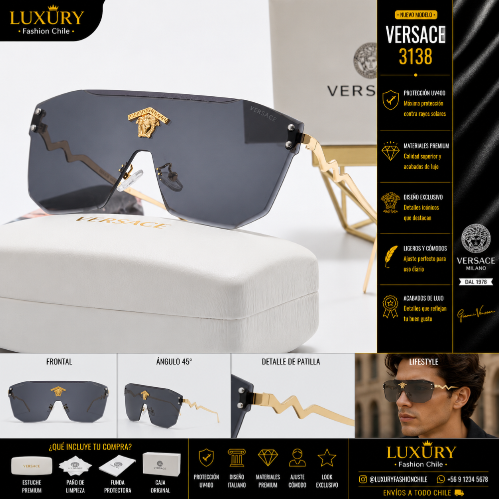 Lentes de Sol Versace 3138 Black Shield Med