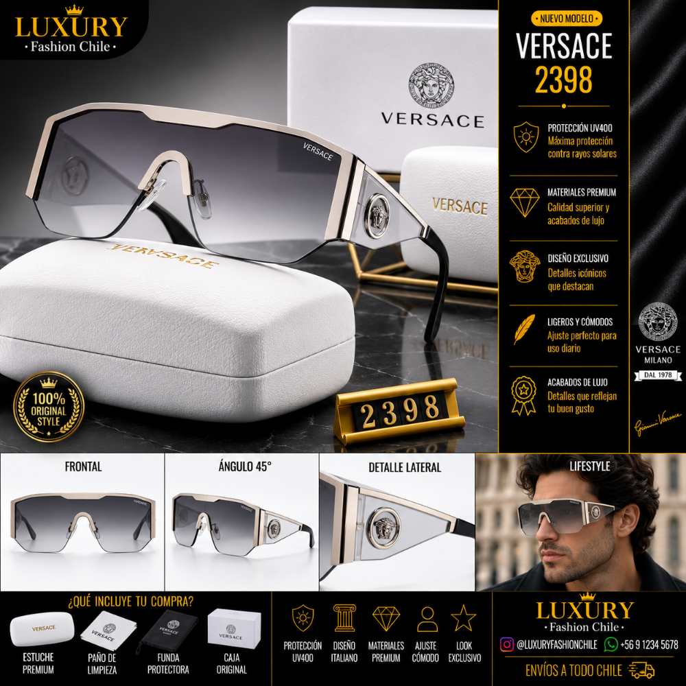 Lentes de Sol Versace 2398 Silver Black