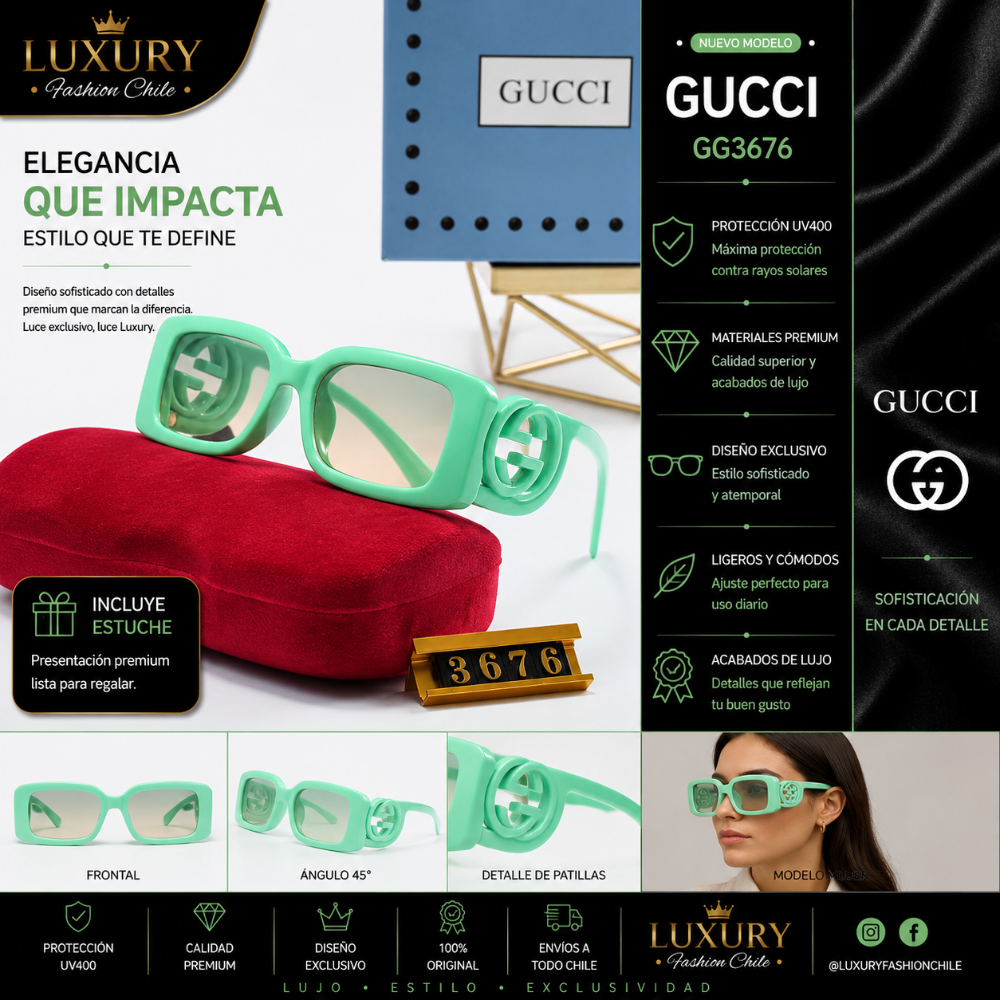 Lentes de Sol Gucci GG3676 Verde Menta