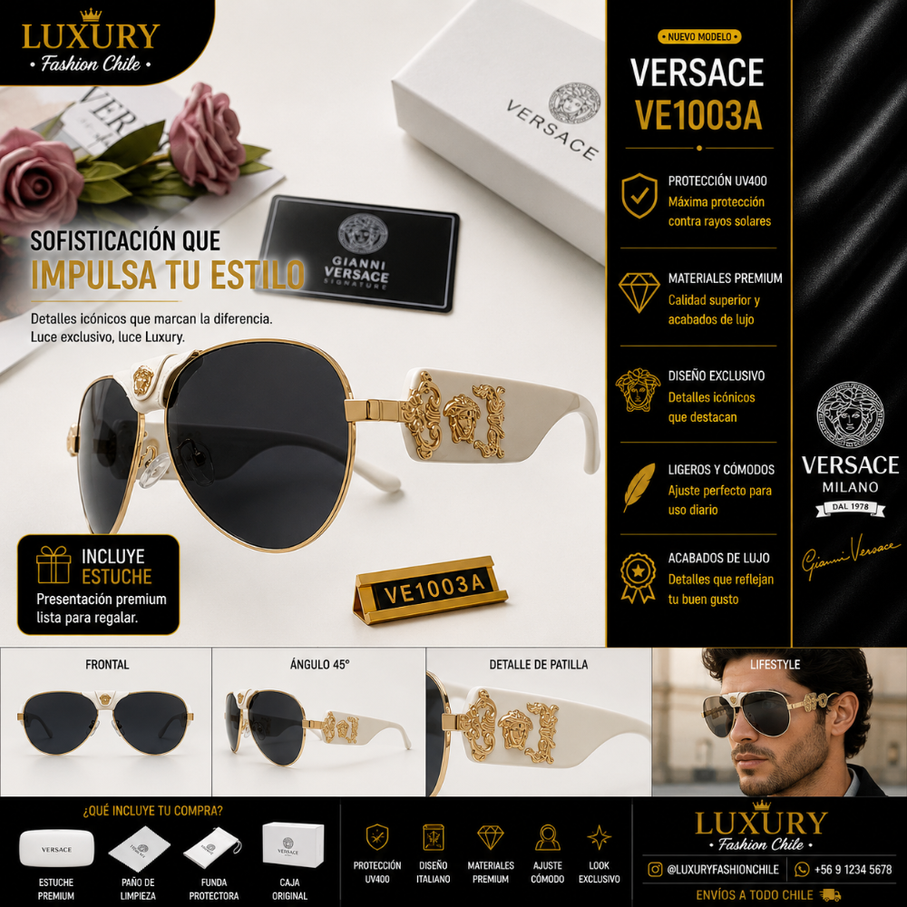 Lentes de Sol Versace VE1003A White & Gold
