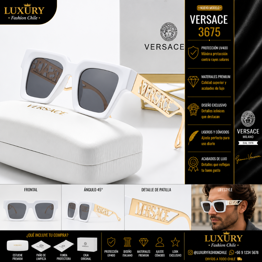 Lentes de Sol Versace 3675 White & Gold