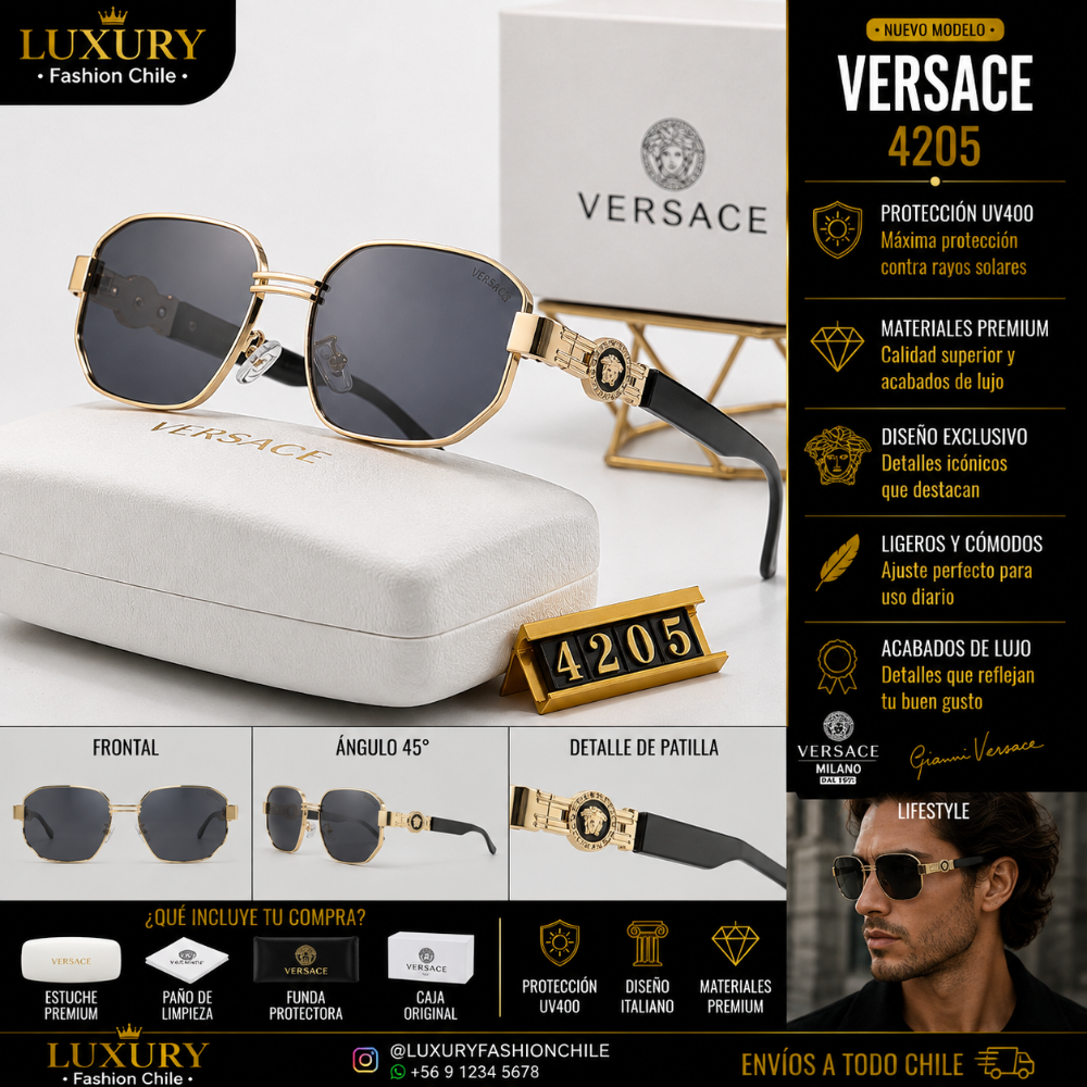 Lentes de Sol Versace 4205 Black & Gold