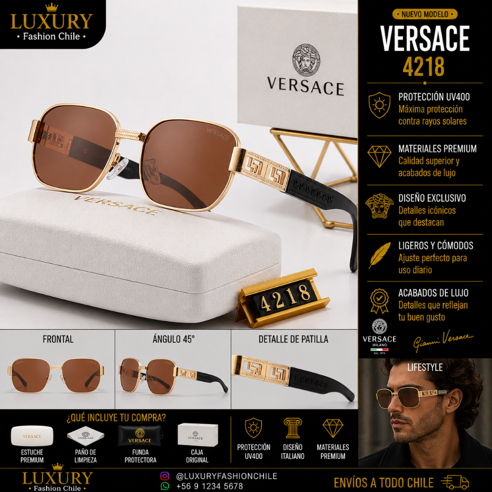 Lentes VERSACE 4218-GOLD-BLACK-BROWN