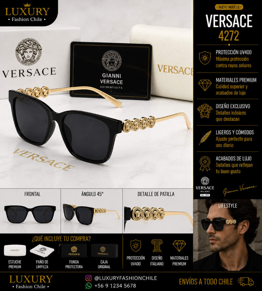 Lentes de Sol Versace 42721 Black & Gold