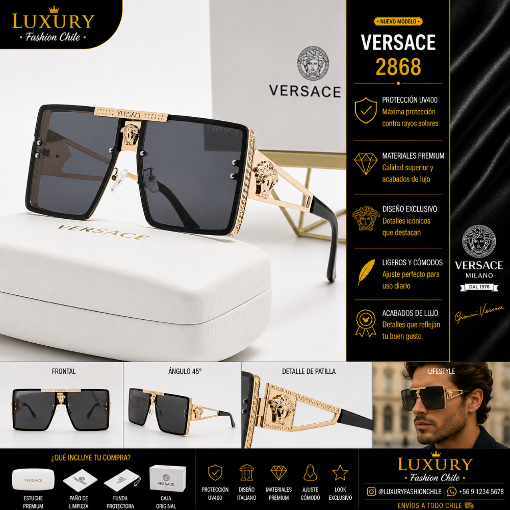 Lentes de Sol Versace 2868 Black & Gold