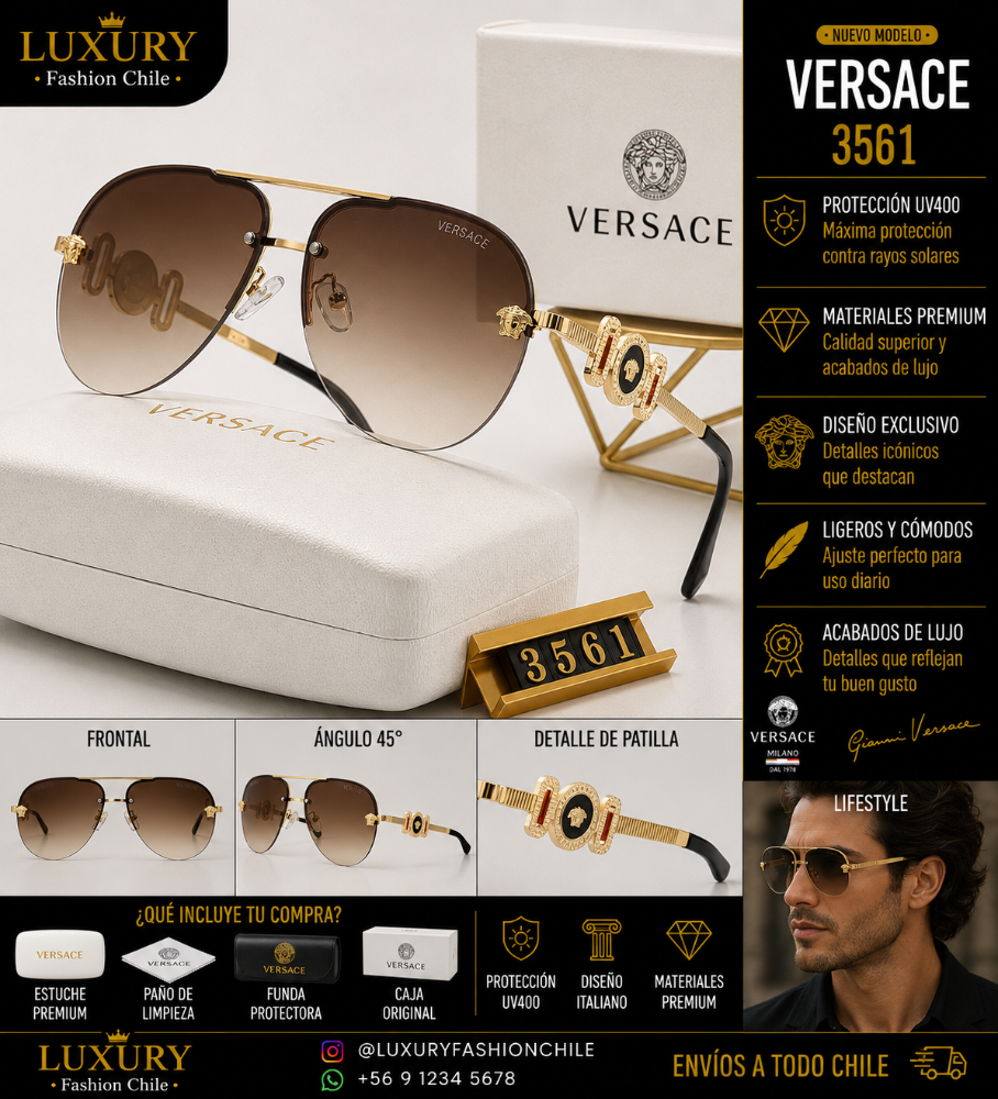 Lentes de Sol Versace 3561 Gold & Brown