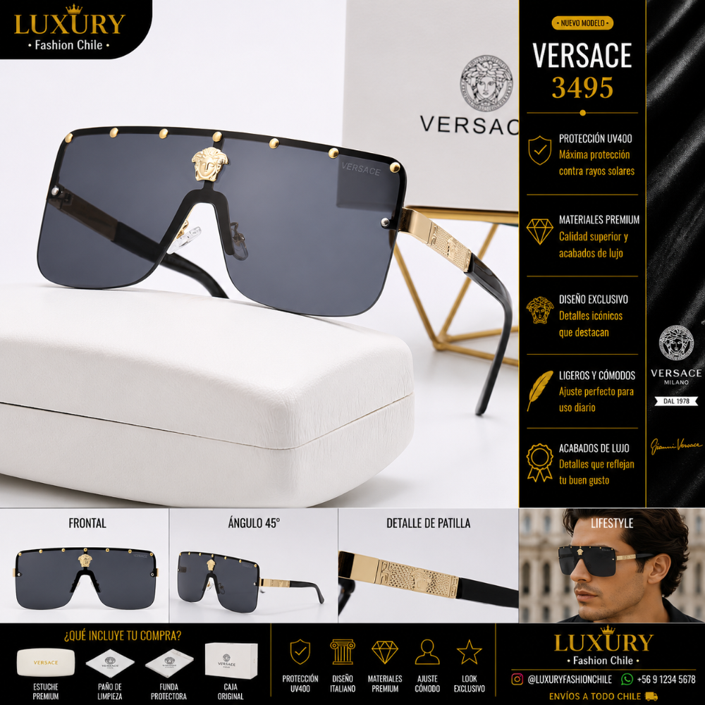 Lentes de Sol Versace 3495 Black Medusa