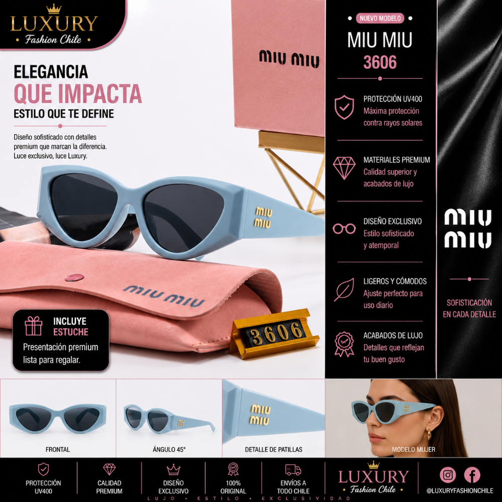 Lentes de Sol Miu Miu 3606 Celeste