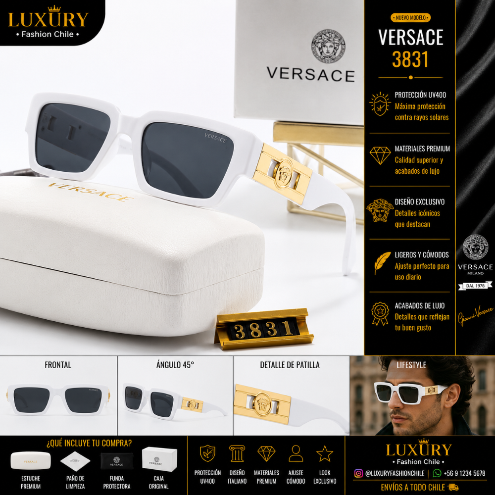 Lentes de Sol Versace 3831 White & Gold