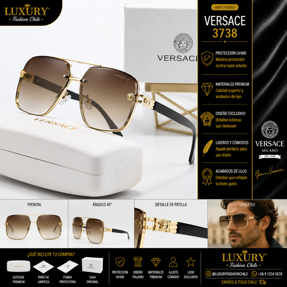 Lentes de Sol Versace 3738 Gold & Brown