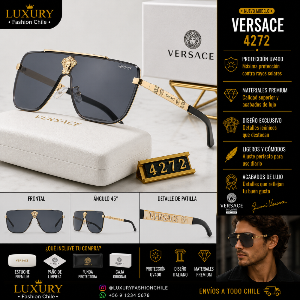 Lentes de Sol Versace 4272 Black & Gold