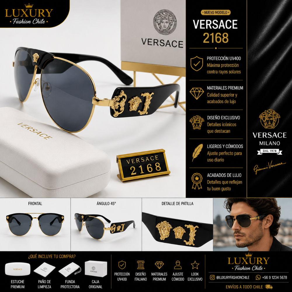Lentes de Sol Versace 2168 Black & Gold
