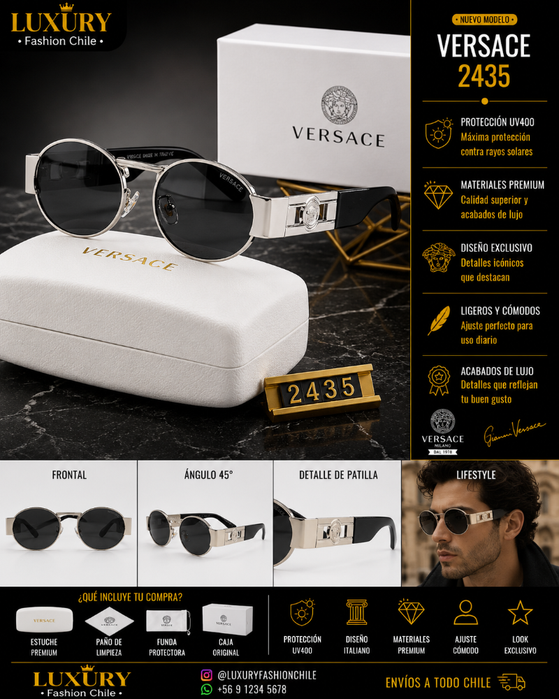 Lentes de Sol Versace 2435 Silver Black