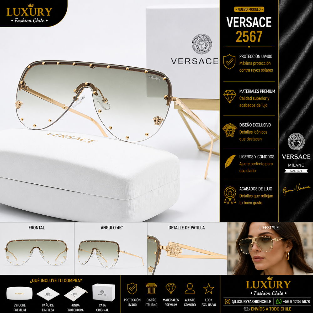 Lentes de Sol Versace 2567 Gold & Grey