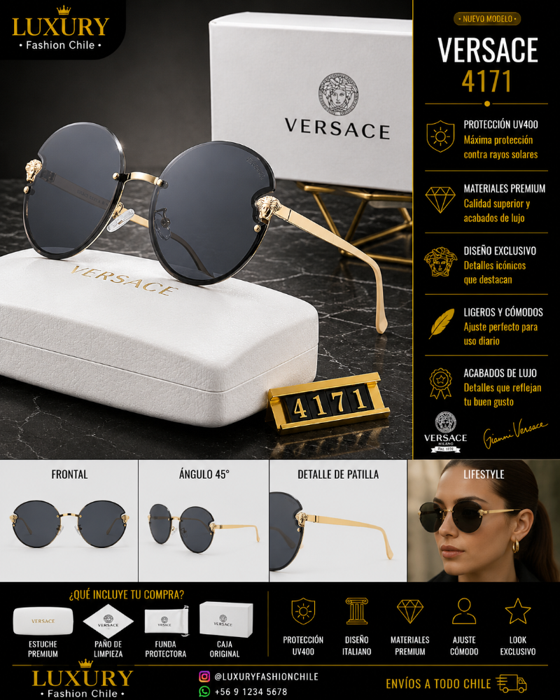 Lentes de Sol Versace 4171 Black & Gold