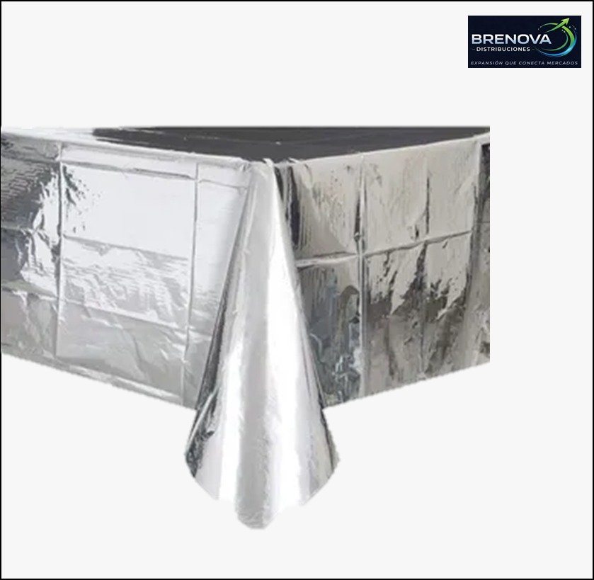MANTEL METALIZADO 180*135CM PLATA