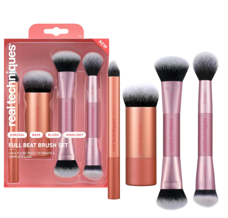 Real Techniques Juego de brochas de maquillaje Full Beat, kit de 4 piezas