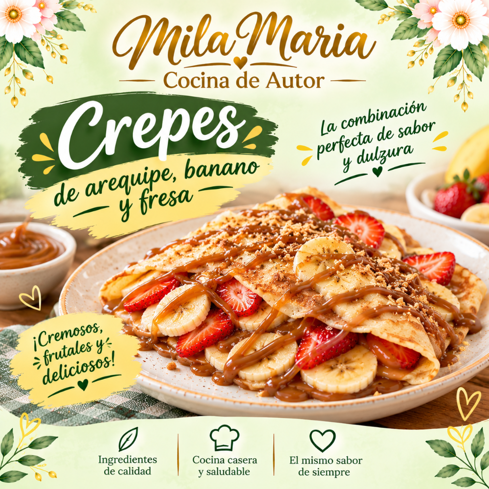 Crepes de arequipe banano y fresa