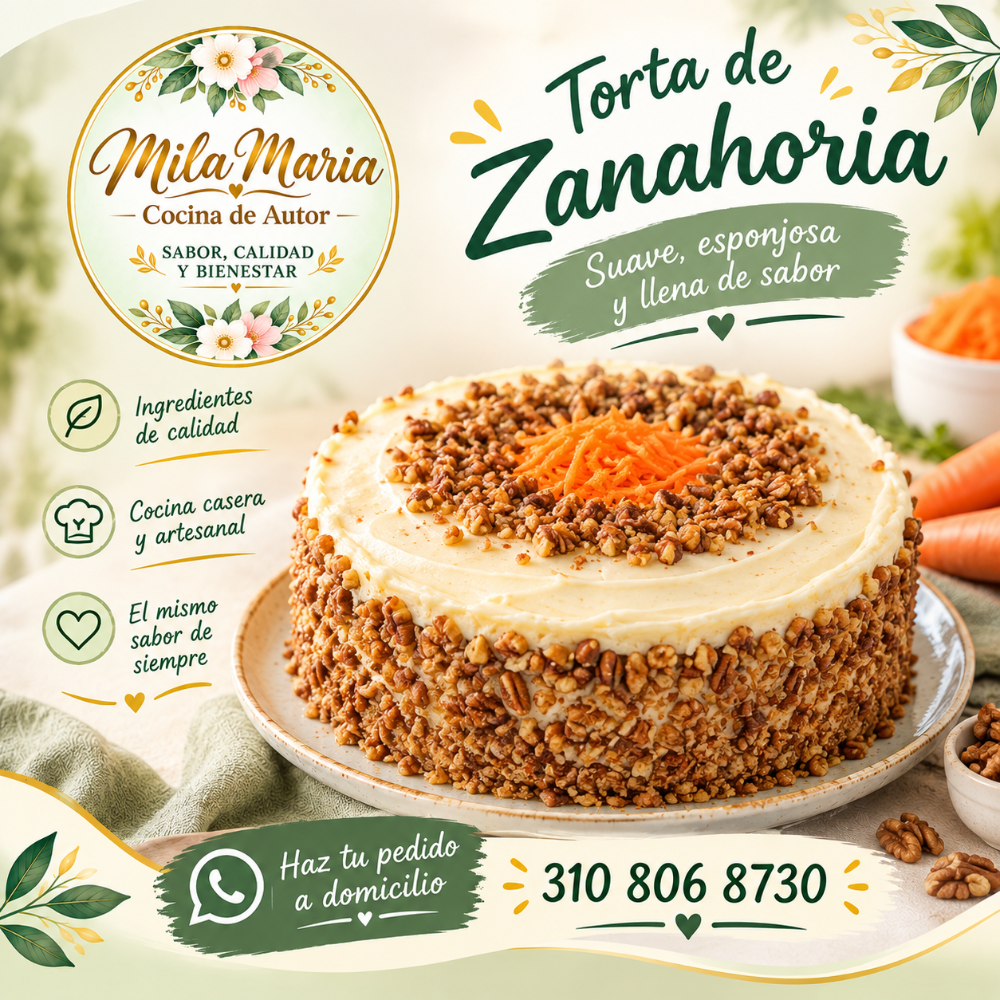 torta de zanahoria 6 porciones