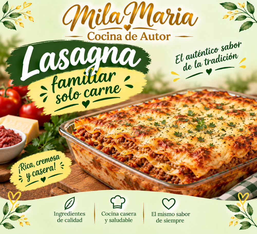 Lasagna solo carne familiar 6 porciones