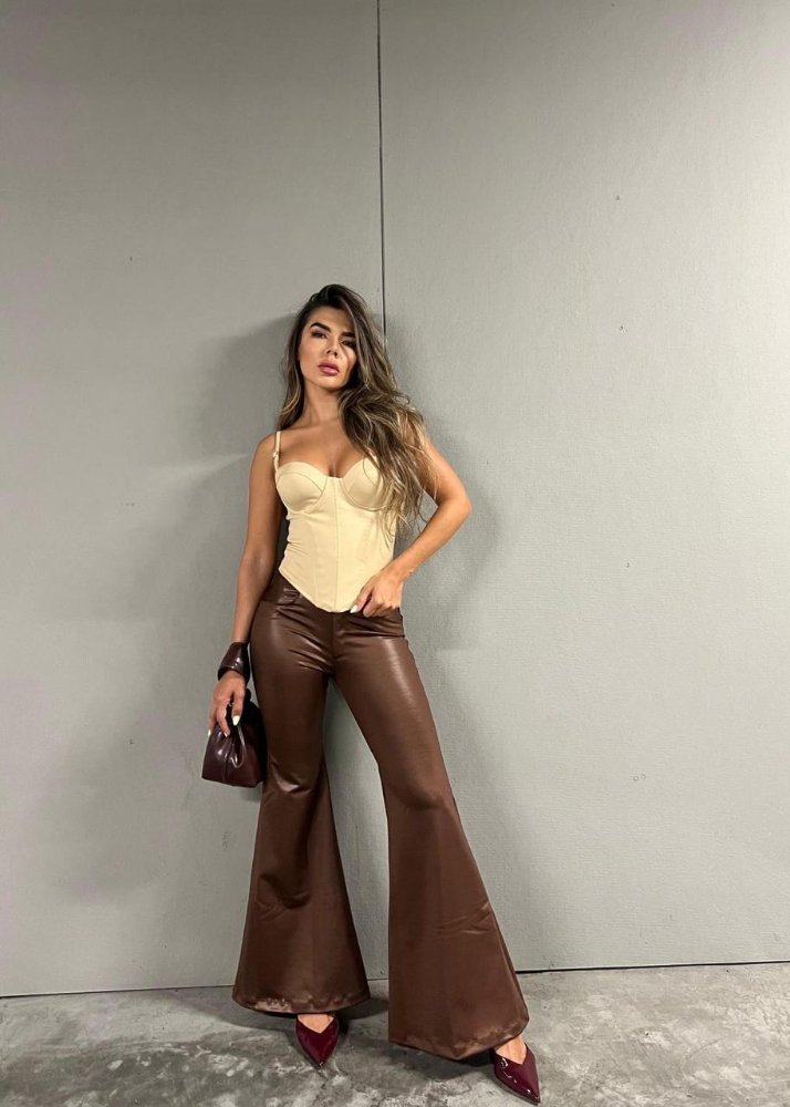 PANTALON CAFE Y VINOTINTO