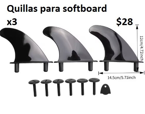 Quillas para Softboard NEGRO