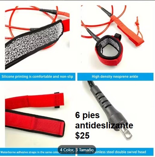 LEASH 6 pies antideslizante ROJO