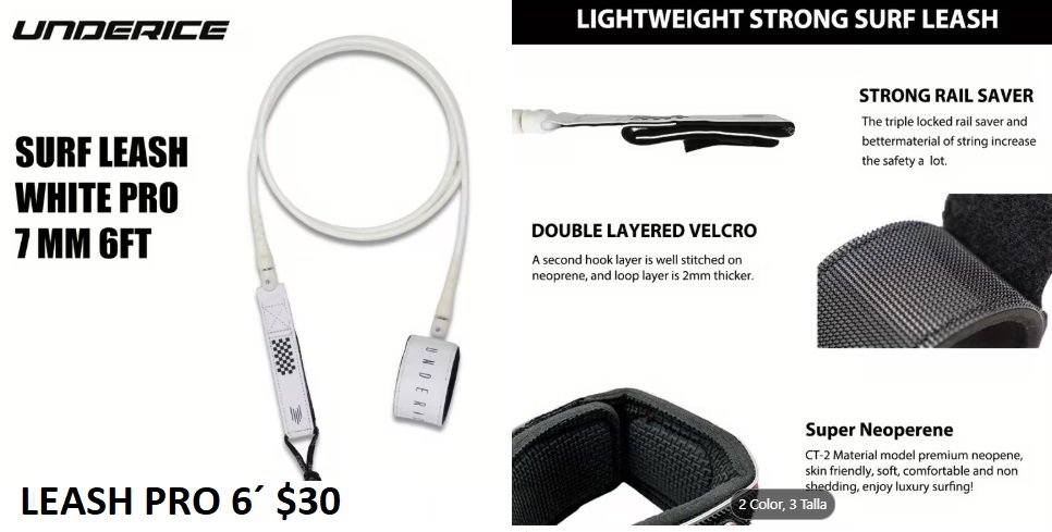 LEASH 6 pies PRO Underise BLANCO